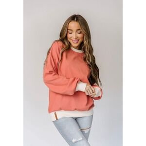 Ampersand Avenue Women's Small Pink‎ Breeze Pullover Sweatshirt Crewneck NEW